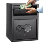 Heavy Duty Drop Safe for Business With Digital Keypad, Depository Safe for Money with Drop Slot, Office Safe Box for Money and Mail, Black