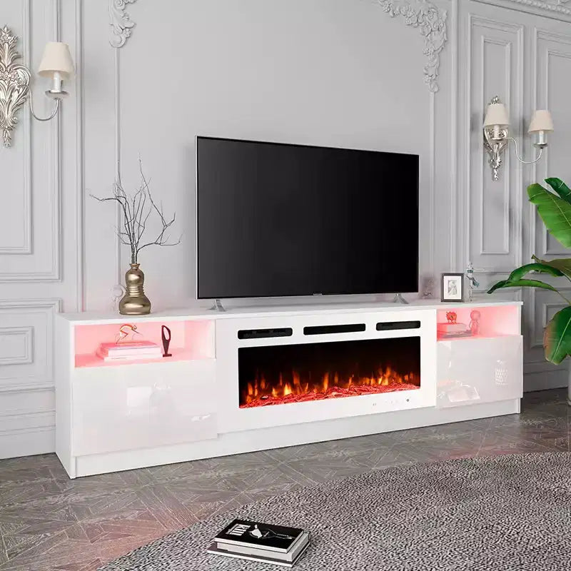 Meuble TV EROMMY pour téléviseurs jusqu'à 80 pouces avec cheminée