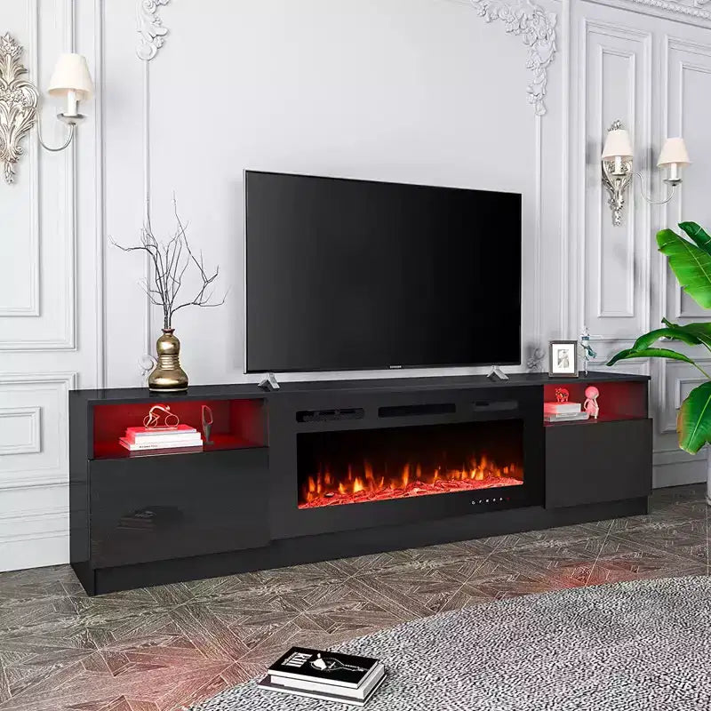 Meuble TV EROMMY pour téléviseurs jusqu'à 80 pouces avec cheminée