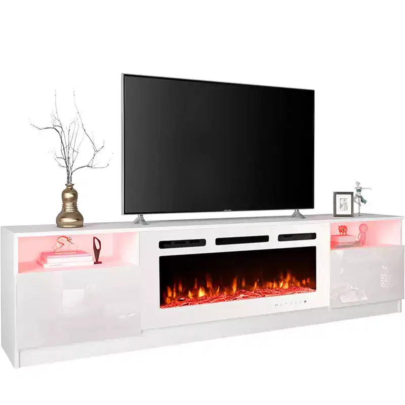 Meuble TV EROMMY pour téléviseurs jusqu'à 80 pouces avec cheminée
