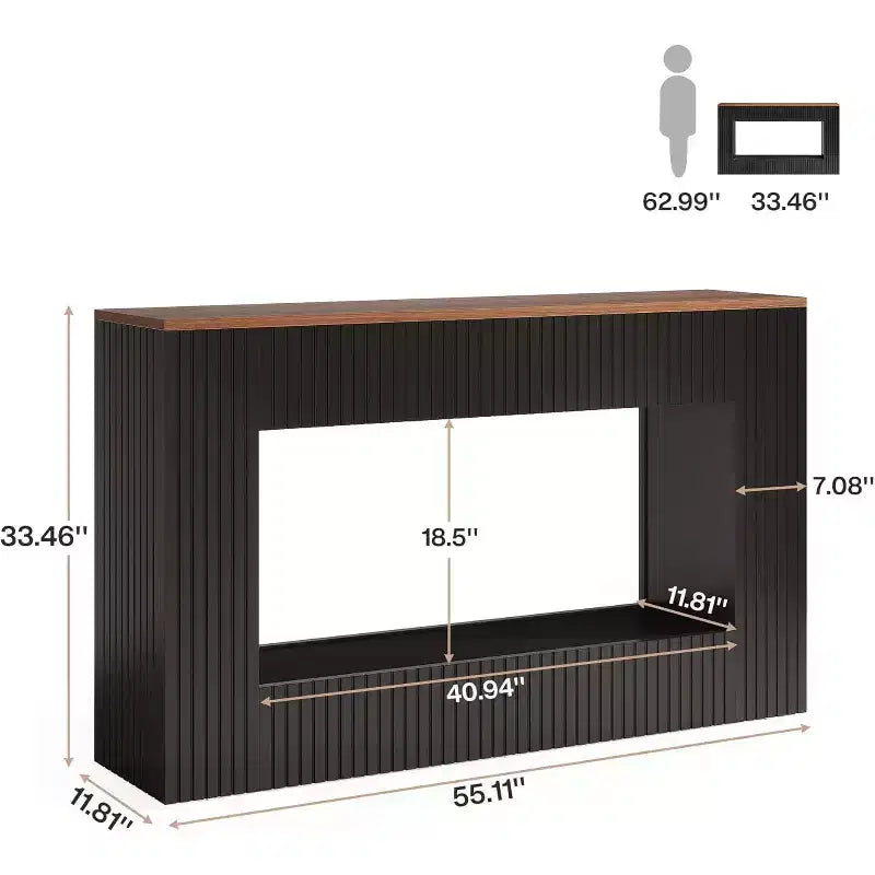 Console moderne Lantine, table d'entrée en bois de 55 pouces avec rangement, table de canapé étroite et longue