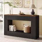 Console moderne Lantine, table d'entrée en bois de 55 pouces avec rangement, table de canapé étroite et longue