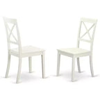 HomeStock Chaises de salle à manger à dossier croisé en bois massif, lot de 2