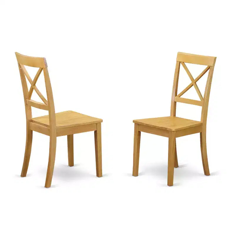 HomeStock Chaises de salle à manger à dossier croisé en bois massif, lot de 2