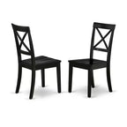 HomeStock Chaises de salle à manger à dossier croisé en bois massif, lot de 2