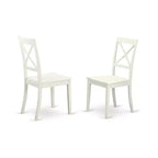HomeStock Chaises de salle à manger à dossier croisé en bois massif, lot de 2