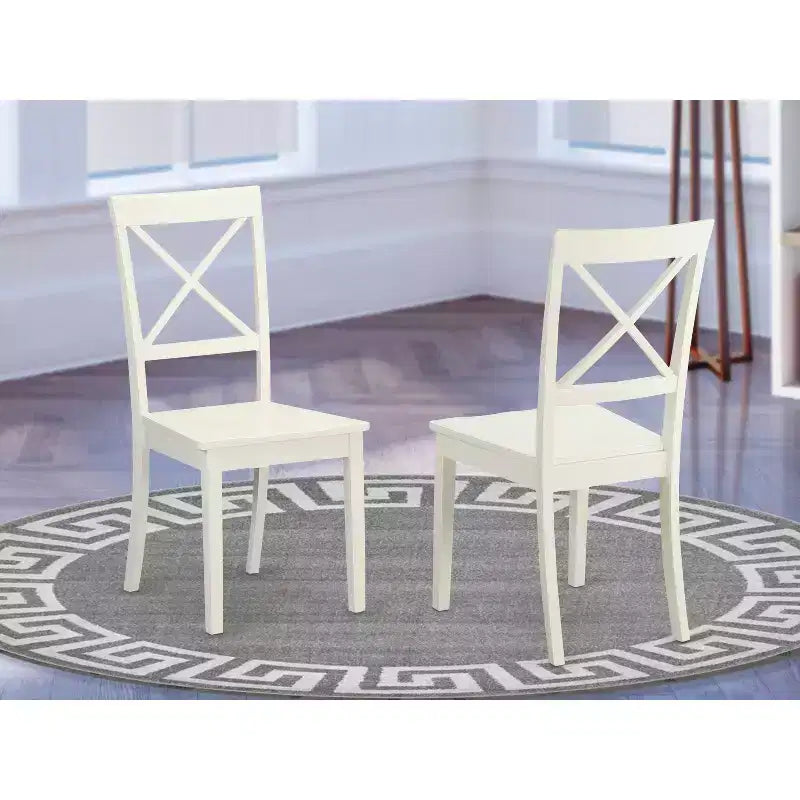 HomeStock Chaises de salle à manger à dossier croisé en bois massif, lot de 2