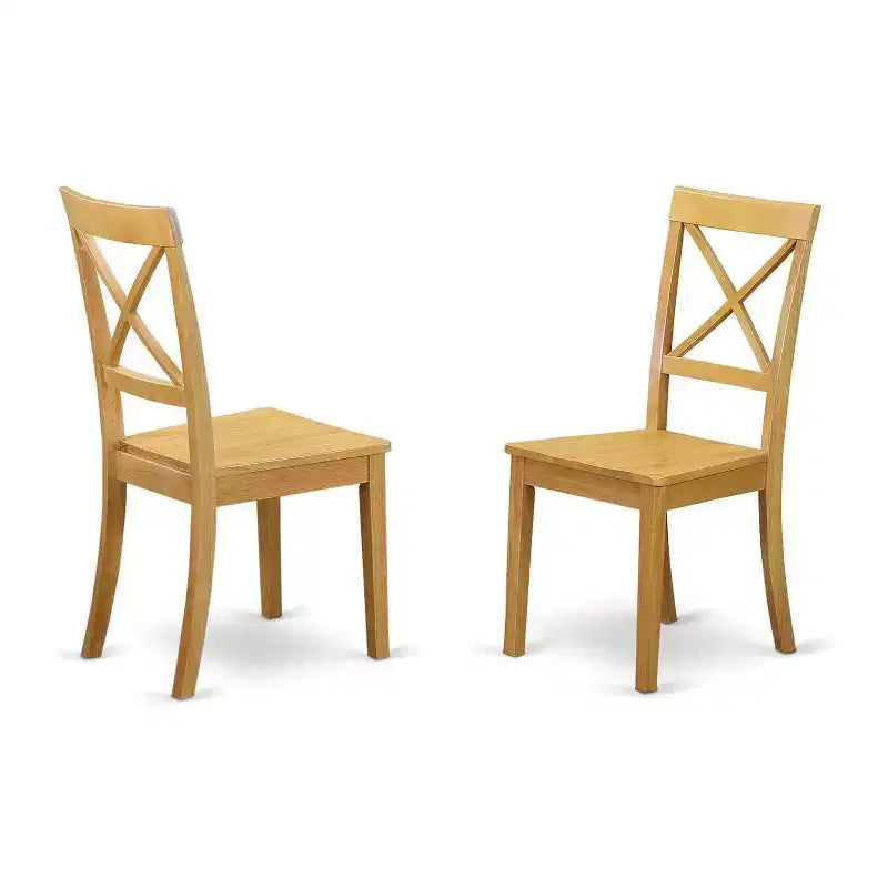 HomeStock Chaises de salle à manger à dossier croisé en bois massif, lot de 2