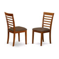 HomeStock Milan Dining Chairs Ladder Back Wood Seat Saddle Brown