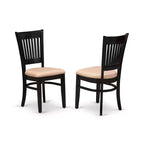 HomeStock Chaises de salle à manger africaines 2 pièces – Assise en tissu lin et dossier à lattes