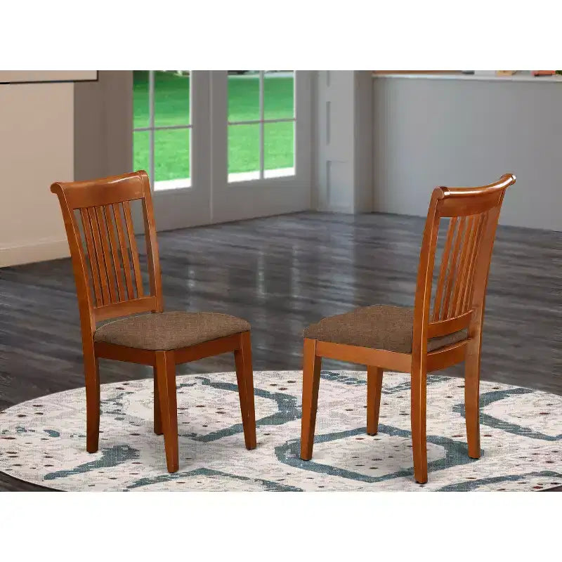 HomeStock Chaise de salle à manger rustique avec dossier à lattes et assise rembourrée - Lot de 2