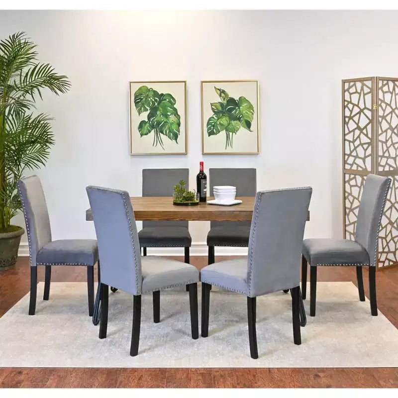 Ensemble de salle à manger Ashzo de Roundhill Furniture, table à manger avec pieds épingles et 6 chaises, 7 pièces