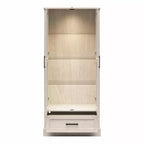 Meuble de collection Ameriwood Home Sherman avec portes vitrées et tiroir de rangement, Chêne blanc