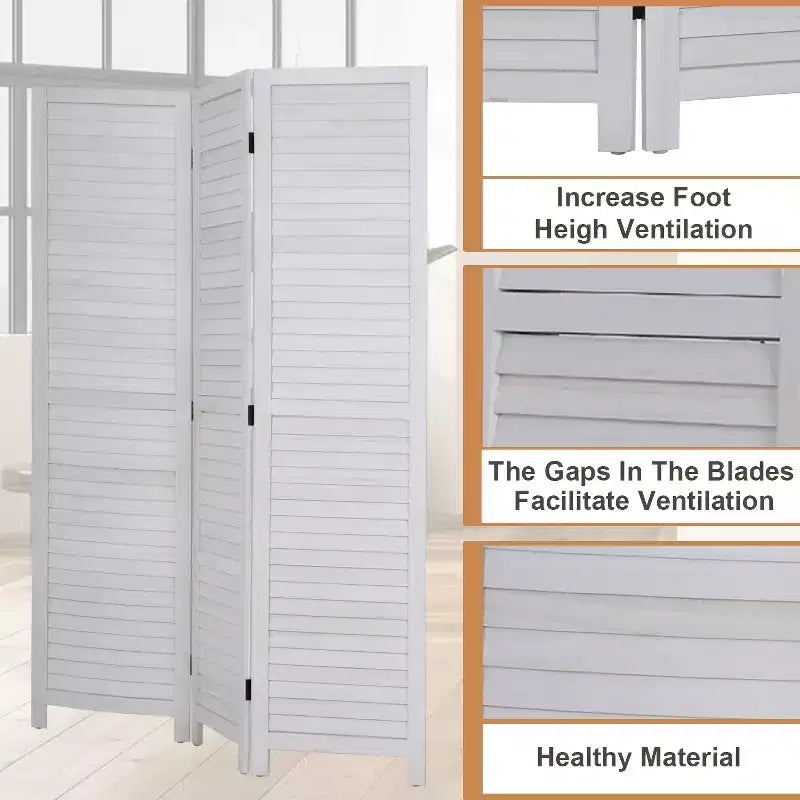 BestMassage Paravent pliable en bois à 3/4/6 panneaux, 1,75 m de hauteur, couleur blanc