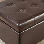 Banc ottoman de rangement capitonné en similicuir contemporain GDFStudio, marron chocolat