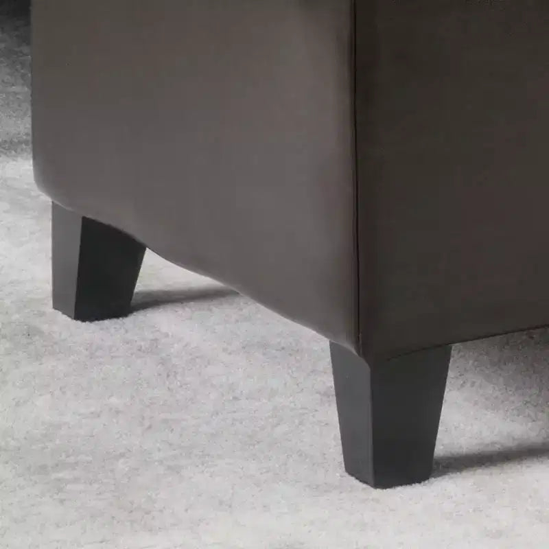 Banc ottoman de rangement capitonné en similicuir contemporain GDFStudio, marron chocolat