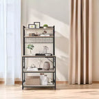 Étagère de Boulangerie Hutch avec Prise de Courant, Support de Micro-ondes 14 Crochets, Bar à Café Réglable, Étagère de Rangement de Cuisine, 40 x 80 x 170 cm