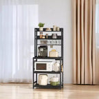 Étagère de Boulangerie Hutch avec Prise de Courant, Support de Micro-ondes 14 Crochets, Bar à Café Réglable, Étagère de Rangement de Cuisine, 40 x 80 x 170 cm