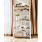 Étagère de Boulangerie Hutch avec Prise de Courant, Support de Micro-ondes 14 Crochets, Bar à Café Réglable, Étagère de Rangement de Cuisine, 40 x 80 x 170 cm