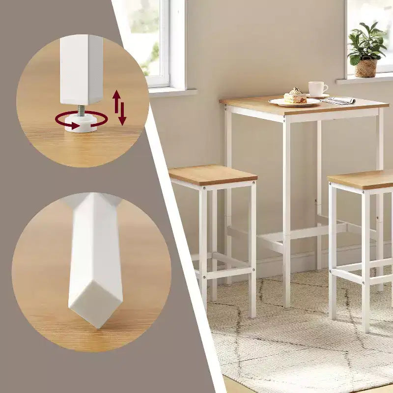 Table de bar avec tabourets, ensemble table et chaises de pub, petite table à manger pour 2 personnes, table hauteur comptoir, table haute, table et chaises hauteur bar, table à manger.