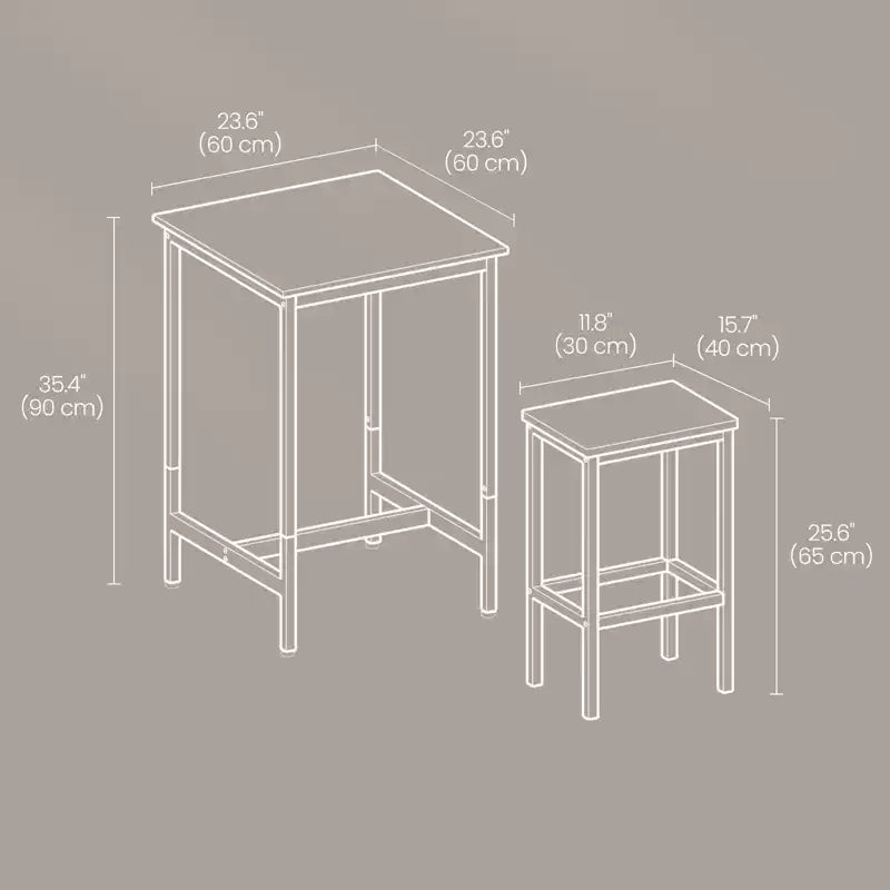 Table de bar avec tabourets, ensemble table et chaises de pub, petite table à manger pour 2 personnes, table hauteur comptoir, table haute, table et chaises hauteur bar, table à manger.