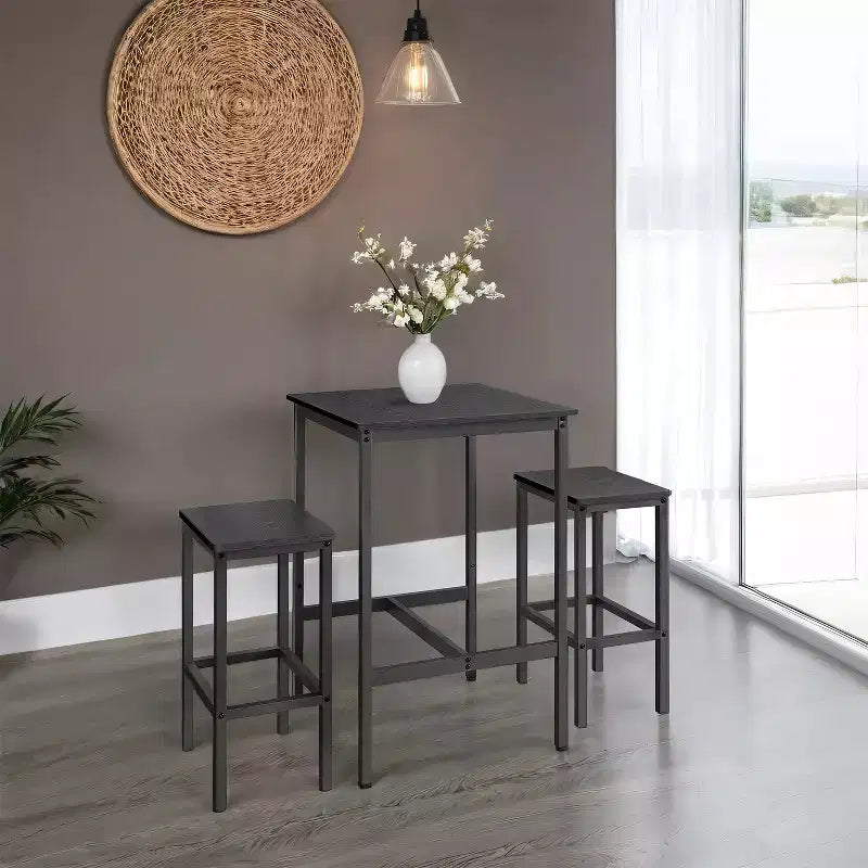 Table de bar avec tabourets, ensemble table et chaises de pub, petite table à manger pour 2 personnes, table hauteur comptoir, table haute, table et chaises hauteur bar, table à manger.
