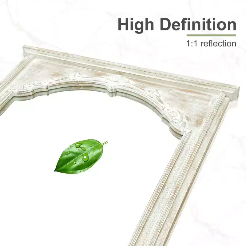 Miroir sur pied rectangulaire en bois massif blanc 180x90x4cm (sans support)