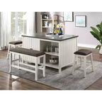 Simple Relax – Ensemble de 2 tabourets de comptoir rembourrés, blanc cassé et gris foncé