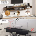 Meuble TV Mural Flottant pour Téléviseurs jusqu'à 60", Marron Rustique - Hausource: Étagère Console Multimédia avec Prise de Courant