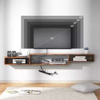 Meuble TV Mural Flottant pour Téléviseurs jusqu'à 60", Marron Rustique - Hausource: Étagère Console Multimédia avec Prise de Courant