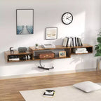 Meuble TV Mural Flottant pour Téléviseurs jusqu'à 60", Marron Rustique - Hausource: Étagère Console Multimédia avec Prise de Courant