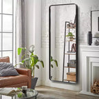 Miroir sur pied moderne : Aluminium, rectangle arrondi, 162 x 53 cm