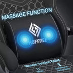 Hoffree Chaise de massage de jeu en tissu respirant Chaise de bureau PC ergonomique avec haut-parleur Bluetooth et repose-pieds