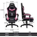Hoffree Chaise de massage de jeu en tissu respirant Chaise de bureau PC ergonomique avec haut-parleur Bluetooth et repose-pieds
