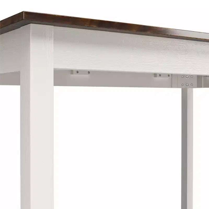 DHP Reila Table de salle à manger 5 pièces en bois, blanc/noyer
