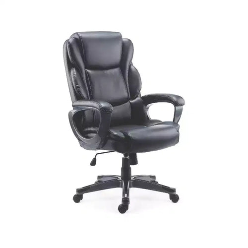 Alera Kirkdale Bonded Leather Manager Chair - Black