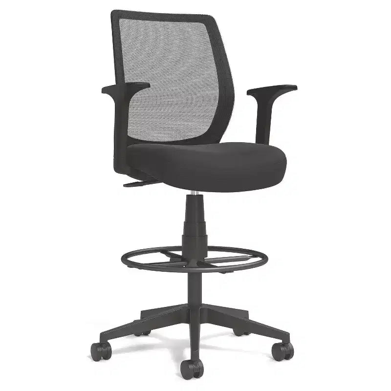 Alera Wessex Drafting Stool Mesh Back - Black