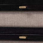 Ensemble de chambre 4 pièces Shirin queen en tissu beige et bois noir de style milieu de siècle Baxton Studio