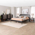 Baxton Studio Florica Art Deco Black Wood Queen 5-Piece Bedroom Set