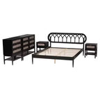 Ensemble de chambre à coucher 5 pièces Florica Art déco en bois noir Queen de Baxton Studio