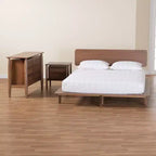 Ensemble de chambre à coucher 3 pièces Baxton Studio Alyssa Japandi en bois de noyer brun