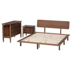 Ensemble de chambre à coucher 3 pièces Baxton Studio Alyssa Japandi en bois de noyer brun