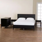 Ensemble de chambre à coucher 4 pièces Primrose de Baxton Studio en bois cannelé noir d'inspiration milieu de siècle