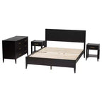 Ensemble de chambre à coucher 4 pièces Primrose de Baxton Studio en bois cannelé noir d'inspiration milieu de siècle