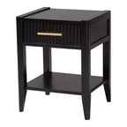 Ensemble de chambre à coucher 4 pièces Primrose de Baxton Studio en bois cannelé noir d'inspiration milieu de siècle