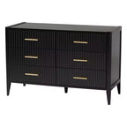 Ensemble de chambre à coucher 4 pièces Primrose de Baxton Studio en bois cannelé noir d'inspiration milieu de siècle