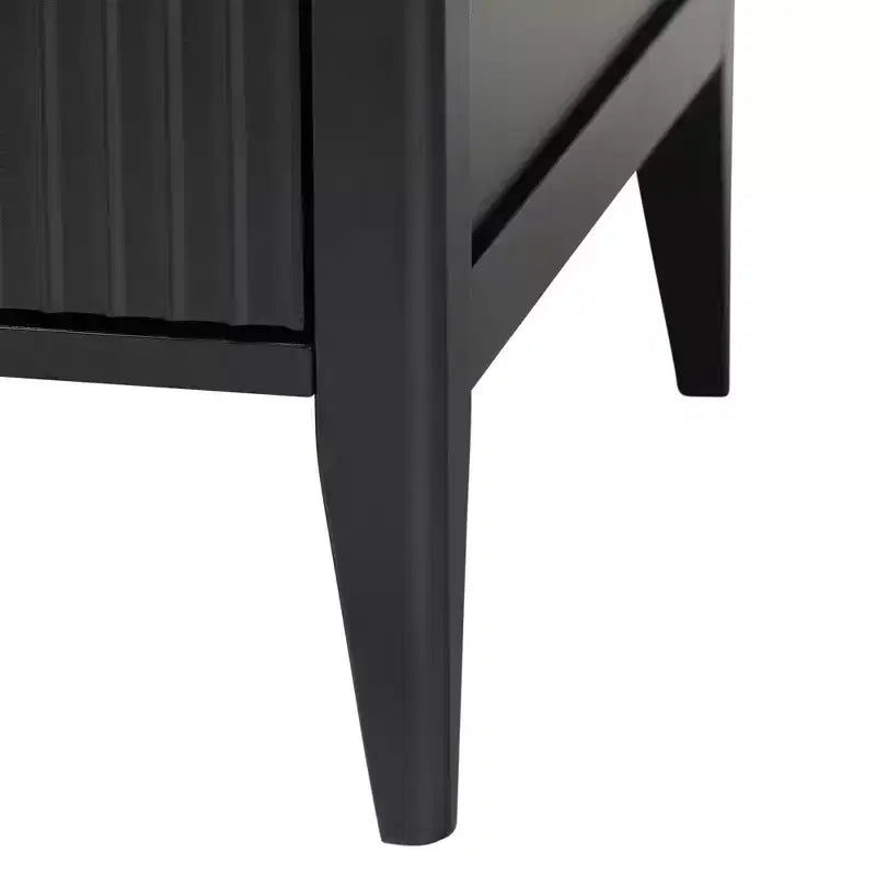 Ensemble de chambre à coucher 4 pièces Primrose de Baxton Studio en bois cannelé noir d'inspiration milieu de siècle