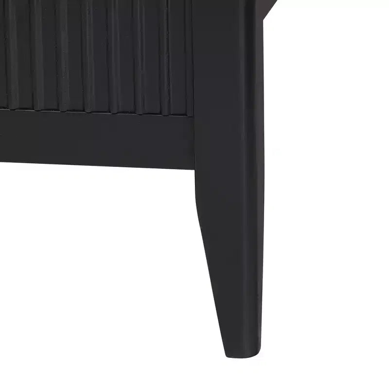Ensemble de chambre à coucher 4 pièces Primrose de Baxton Studio en bois cannelé noir d'inspiration milieu de siècle