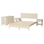 Ensemble de chambre 4 pièces Baxton Studio Primrose, ivoire, en bois cannelé de style milieu de siècle