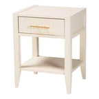 Ensemble de chambre 4 pièces Baxton Studio Primrose, ivoire, en bois cannelé de style milieu de siècle